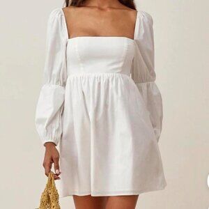 Reformation | White Michaela White Long Sleeve Mini Dress